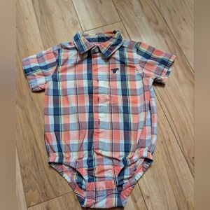Wrangler Baby Boy Plaid Short Sleeve Romper - 18M Western